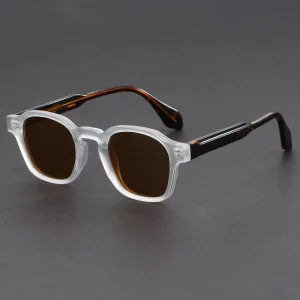 Luxury Vintage Sunglasses Woman Men Funky Square Thick Shades Custom Logo Beige Frame UV400 Lenses