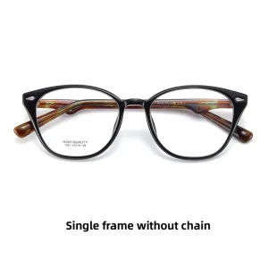 M7361Fashion Chain Combined with Cat Eye Frame Textured Full Rim Lightweight Durable Eyeglass Frames