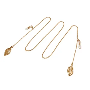 MGC032 Round Frame Gold UV400 Sunglasses with Chain Eyeglass Strap Anti Slip Anti Drop Lanyard