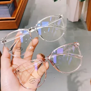 MK2308255 Transparent Round Eyeglass Frames with Anti-Blue-Light Flat Lenses