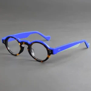 MK23210 New Arrival Fashion Acetate Laminating Round Thick Eyeglasses Frames for All Face Spectacles Eyewear with Hinge Temple