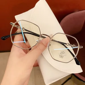 MK24011201 Classic Solid Pattern Blue Light Blocking Women’s Metal Optical Eyeglasses Frames with Fashion Spring Hinge Eyewear