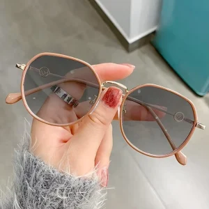 MK24041001 Unisex Photochromic Metal Round-Frame Photo Gray Anti-Blue-Light Glasses