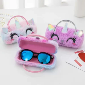 MK24061101 Unicorn Children Kids Cute Portable Storage Plush Eyewear Design Eyeglass Custom Sunglasses Case Pouch Matching Bag