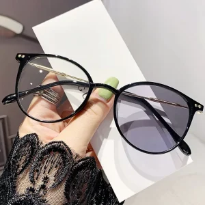MK24072301 Metal Round Eyeglasses Frames for All Face Photochromic Lunett Photogray Anti Blue Light Glasses with Pins for Woman