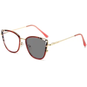 MK250619 Women’s Cat Eye Square Metal Eyeglass Frames with Anti-Blue-Light and Photochromic Lenses