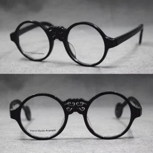 MK888 Round Acetate Optical Eyeglass Frames with Hinged Temples for Men and Women