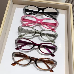 MK9643 Oval PC Plastic-Frame Reading Glasses with Blue Light Blocking Lenses