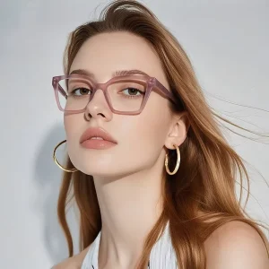 MM82274 Women’s Transparent Color Square Full-Rim Eyeglass Frames with Anti-Blue Light Non-Prescription PC Lenses
