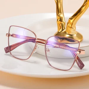 MS 81056 Women’s Cat Eye Anti-Blue Light Metal Optical Glasses Colored Lenses