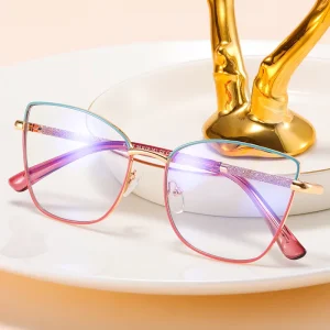 MS 81185 Women’s Metal Cat-Eye Optical Frames Anti-Blue Light Glasses