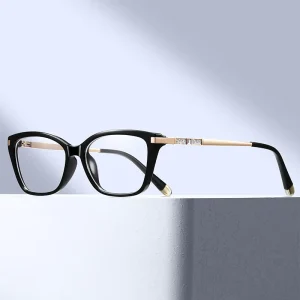 MS 81688 New Women TR Anti Blue Light Eyeglasses Geometric Square Frame Rhinestone Inlaid Stylish Temples Polishing Craft