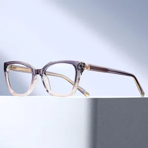 MS 81707 TR Anti Blue Light Eyeglasses Cat Eye Frame Heart Decor Minimalist Temples Translucent Frame Texture Versatile Eyewear