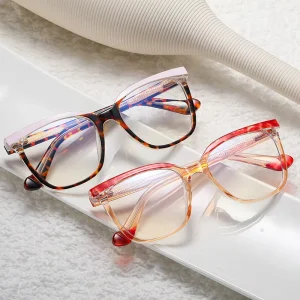 MS 82074 Women’s Large-Frame TR Optical Glasses Color Frame Anti-Blue Light