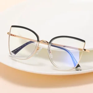 MS 82112 Women’s Cat Eye Metal and TR Optical Frame Glasses Anti-Blue Light Eyeglasses