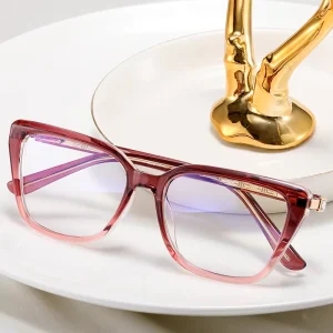 MS 82277 TR90 Women’s Cat-Eye Optical Glasses with Diamond Colorful Print Pattern Anti-Blue-Light Computer Glasses