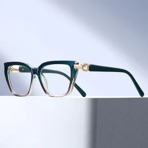 MS 82342 Women TR Anti Blue Light Eyeglasses Cat Eye Frame Square Rhinestone Stylish Temples Polishing Craft Versatile Eyewear
