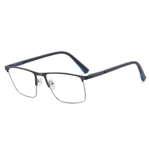 MS 91388 Men’s Black Retro Rectangle Reading Glasses Blue Light Blocking AC Lens