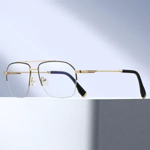MS 91771Masculine Radiance Mens Semi Rimless Metal Eyewear Versatile Style Anti Fatigue Lenses
