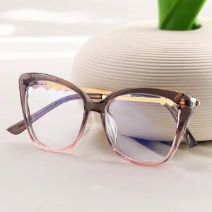 MS 95668 Glasses New Style Designer Metal Frame Optical Glasses Fashionable Cat Eye Anti blue Light Glasses Custom logo