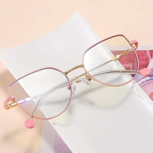 MS 97716 New Kids Cat Eye Metal Thin Frame Children Optical Anti Blue Light Glasses Eyewear Colorful Design Custom Logo
