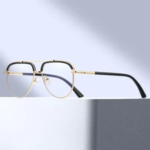 MS 97768 New Double Bridge Metal Men Anti Blue Light Eyeglasses Metal Spliced Minimalist Temples Daily Versatile Eyewear