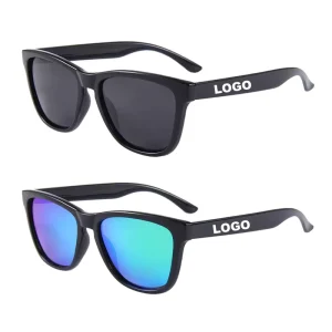 Made in China Polarized Custom logo PC Sunglass UV400 Glasses Promotion Matte Polarized Black Sunglasses