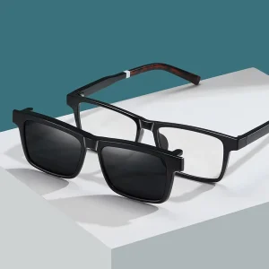 Magnetic Clip-On Polarized Sunglasses Blue-Light Blocking Anti-Glare Eyewear for Men