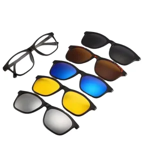 Magnetic Clip-On Sunglass Clips for Eyeglasses, 5-in-1 Set