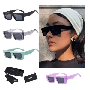 Manufacturer Custom Logo Retro Rectangle UV Protection Sunglasses for Women