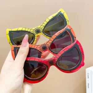 Marvel Spider Man Kids Cartoon Cute Rimless for Lightweight Eyewear Fashion Outdoor Travel Sunblock UV400 Sunglasses