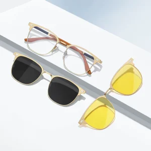 Men Fashion 3 In 1 Stainless Steel Optical Frames Multi Functional Eyewear 7045