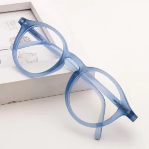 Men Women Fashion Vintage Round Unisex TR90+CP Anti Blue Light Blocking Lightweight Spectacle Frame Computer Glasses