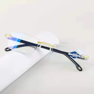 Men Women Rimless Reading Glasses Far Near Anti Blue Light Eyewear Presbyopic Reading Glasses Pc Frame Price