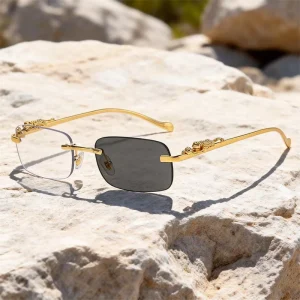 Men frameless photochromic sunglasses blue light blocking digital screen eye protection summer outdoor anti glare 2 in 1