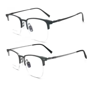 Men’s Aluminum and Titanium Temple Eyeglass Frames Business Style Diamond Face Lightweight