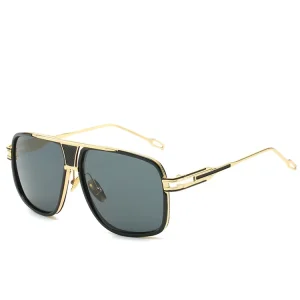 Men’s Classic Oversized Metal-Frame Square Retro UV400 Sunglasses