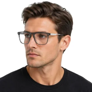 Men’s Classic Square Acetate and Metal Optical Eyeglass Frames
