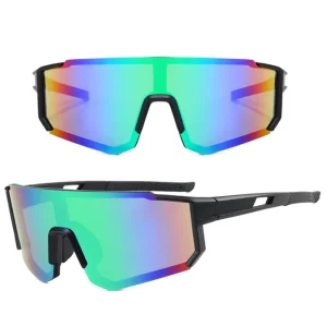 Men’s Cycling Sunglasses Colorful Large Frame Integrated Sports Eyewear Windproof UV Protection Color Changing