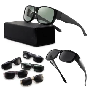 Men’s Fit-Over Square Oversized UV400 Polarized Flip-Up Cover Sunglasses