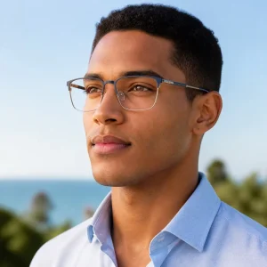 Men’s Metal Full-Rim Rectangle Eyeglass Frames