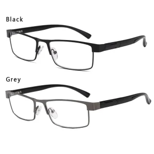 Men’s Metal Half-Frame Presbyopia Blue Light Blocking Reading Glasses +1.0 to +4.0
