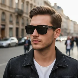 Men’s Polarized Metal Square Sunglasses