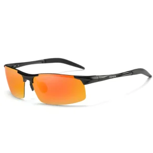 Men’s Polarized Rectangle Sunglasses with Full-Rim Frame, Spring Hinges, Anti-Glare UV400 Protection