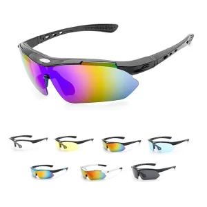 Men’s Polarized Sport Sunglasses with 5 Yellow Lenses for Mountain Bike Riding