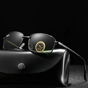 Men’s Polarized Square Full-Frame Sunglasses for Outdoor Driving