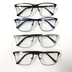 Men’s Rectangle Full-Rim Metal Optical Eyeglasses Frames