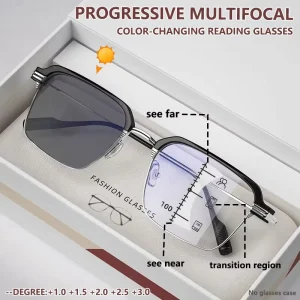 Men’s Retro Reading Glasses, 100-400 Degree Presbyopia, Gold Metal Plate Frame, Anti-Blue Light