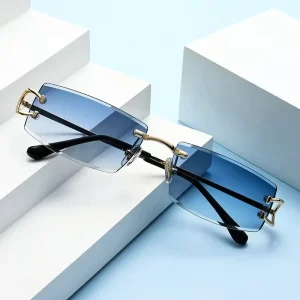 Men’s Small Square Rimless Sunglasses