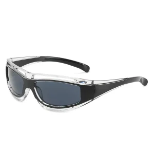 Men’s Sports Eyewear Fashionable PC Frame Sunglasses with Outdoor Cycling Lens in Black and Blue